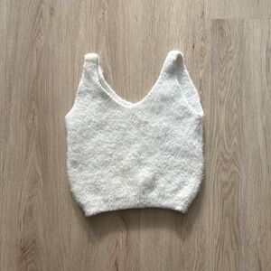La Vie en Rose Fluffy White Cami Tank Top